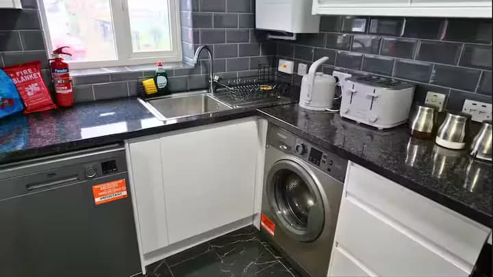 Kitchen and washing machine