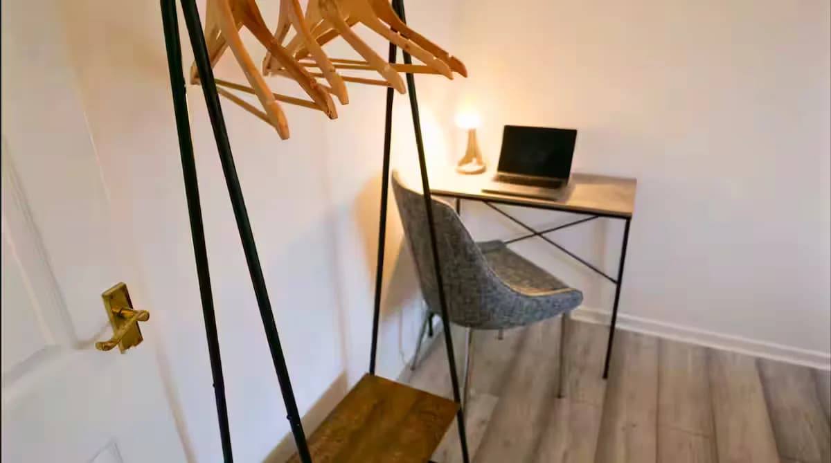 Desk and clothes rail